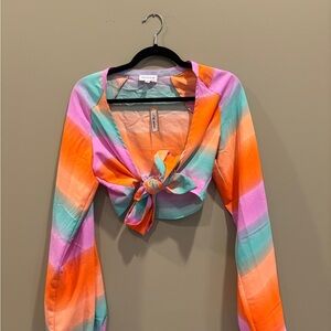 Tie dye crop top with tie in front - multicoloured #tiedye